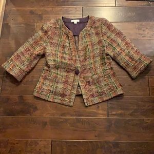 Cold water creek wool blend tweed like fabric short blazer
